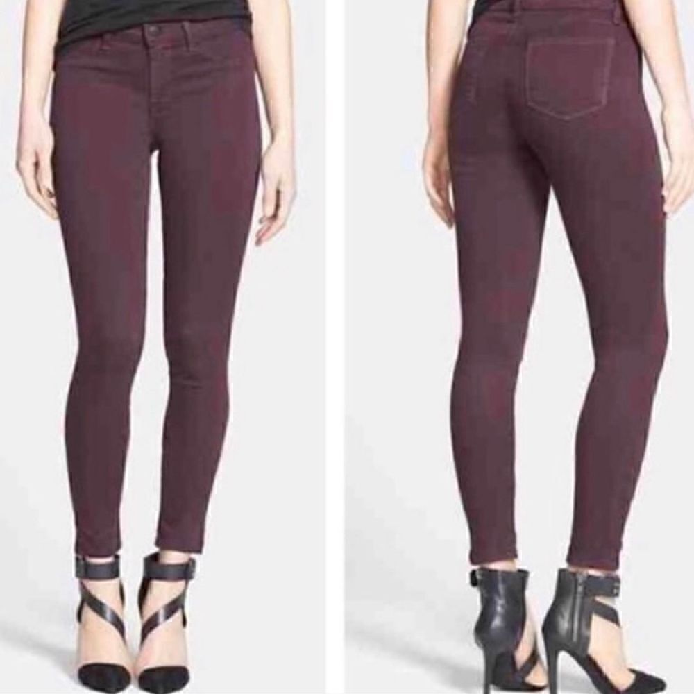J Brand, Mid-Rise Skinny Leg Tencel Jeans in Dark Plum Women’s Pants Size 25 US